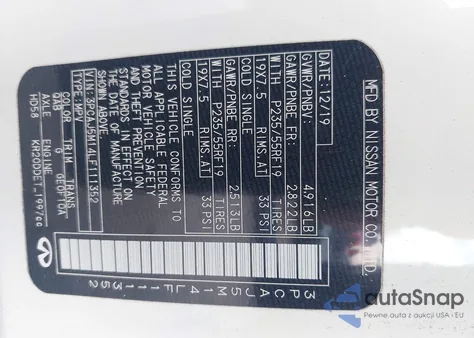 2020 Infiniti Qx50 Sensory from USA, damaged, VIN 3PCAJ5M14LF111352